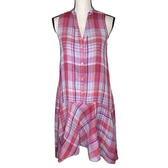Maeve Anthropologie Pippa Pink Plaid Coastal Grandma, Cottagecore Swing Dress XS - Picture 3 of 12